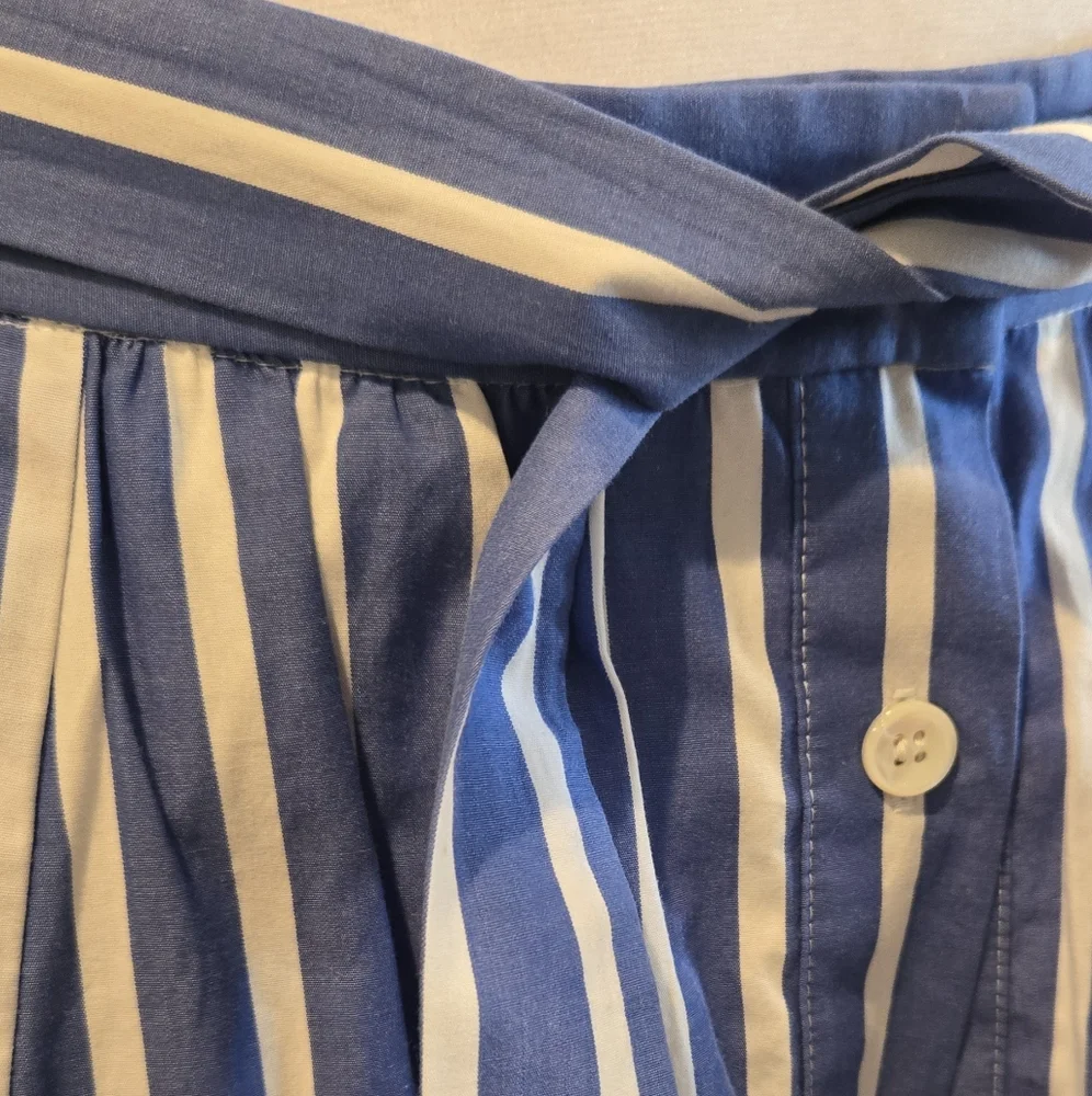 J. Crew Navy and White Striped tiered button down skirt - Picture 5 of 8